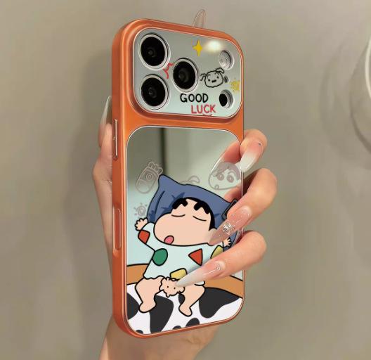 Applicable to iphone11pro sleeping small new 11 cartoon large window mobile phone case iPhone11 two-in-one mirror