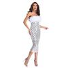 Europe America Fashion Women's Sexy Strapless Sequin Feather Bandage Dress
