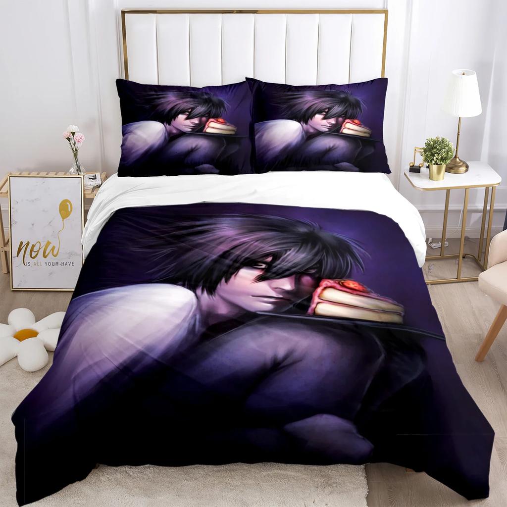 Death Note Print Three Piece Bedding Set Fashion Article Children Or Adults For Beds Quilt Covers Pillowcases Bedding Set Gift