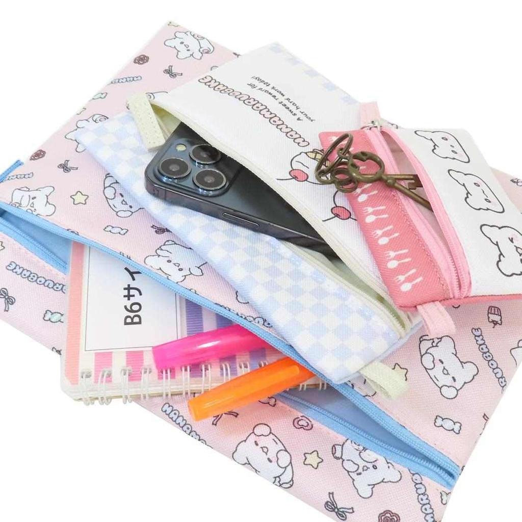 Marimo Craft Sanrio Hanamaru Obake Pastel POP Series Triple Pouch W270 x H210mm W190 x H140mm W110 x H80mm [L] Approx. / [M] Approx. / [S] Approx.
