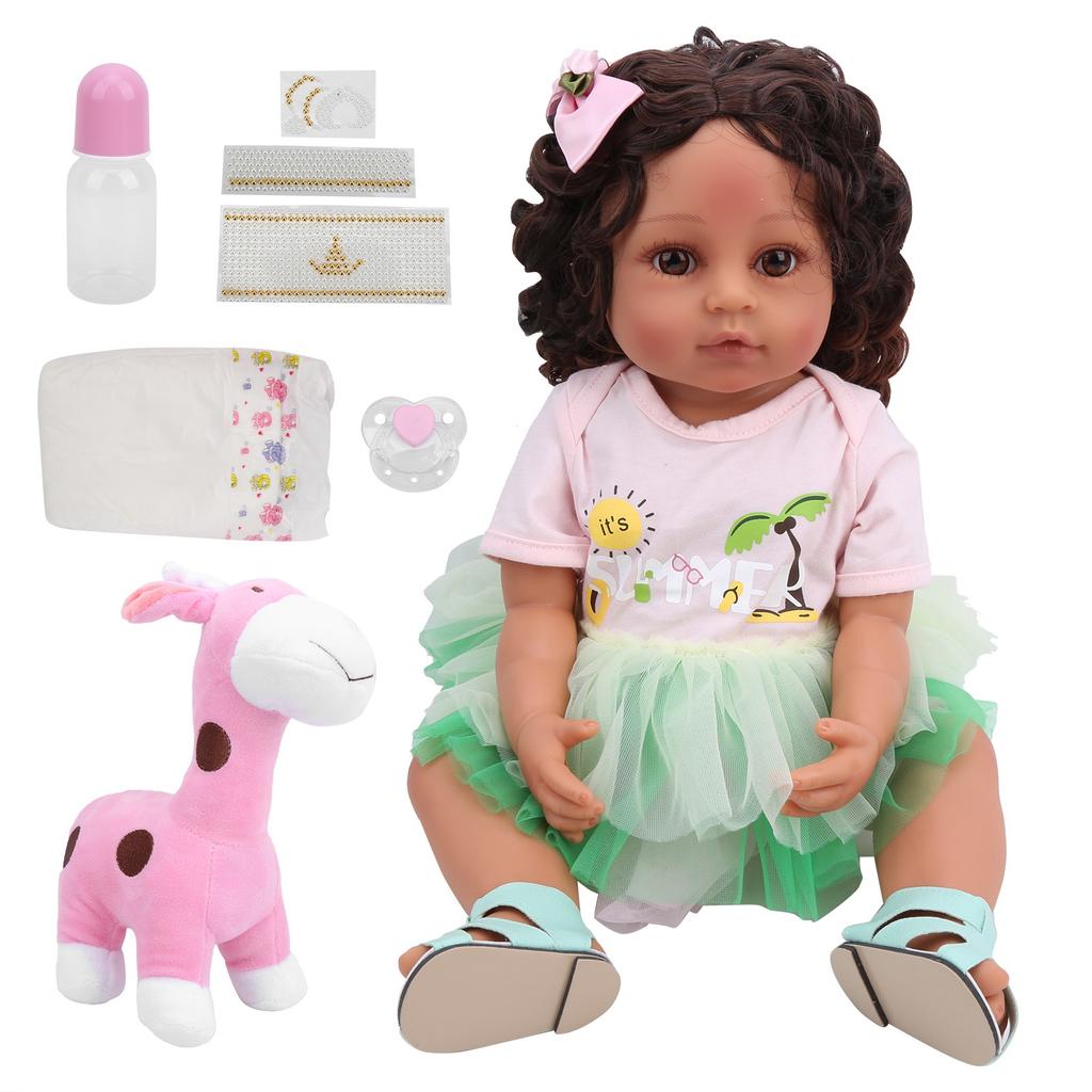 55CM Lalka Reborn Modna Lalka Dziewczynka Miękkie Kręcone Włosy Elastyczna Lalka Prezent dla Dzieci Zabawka