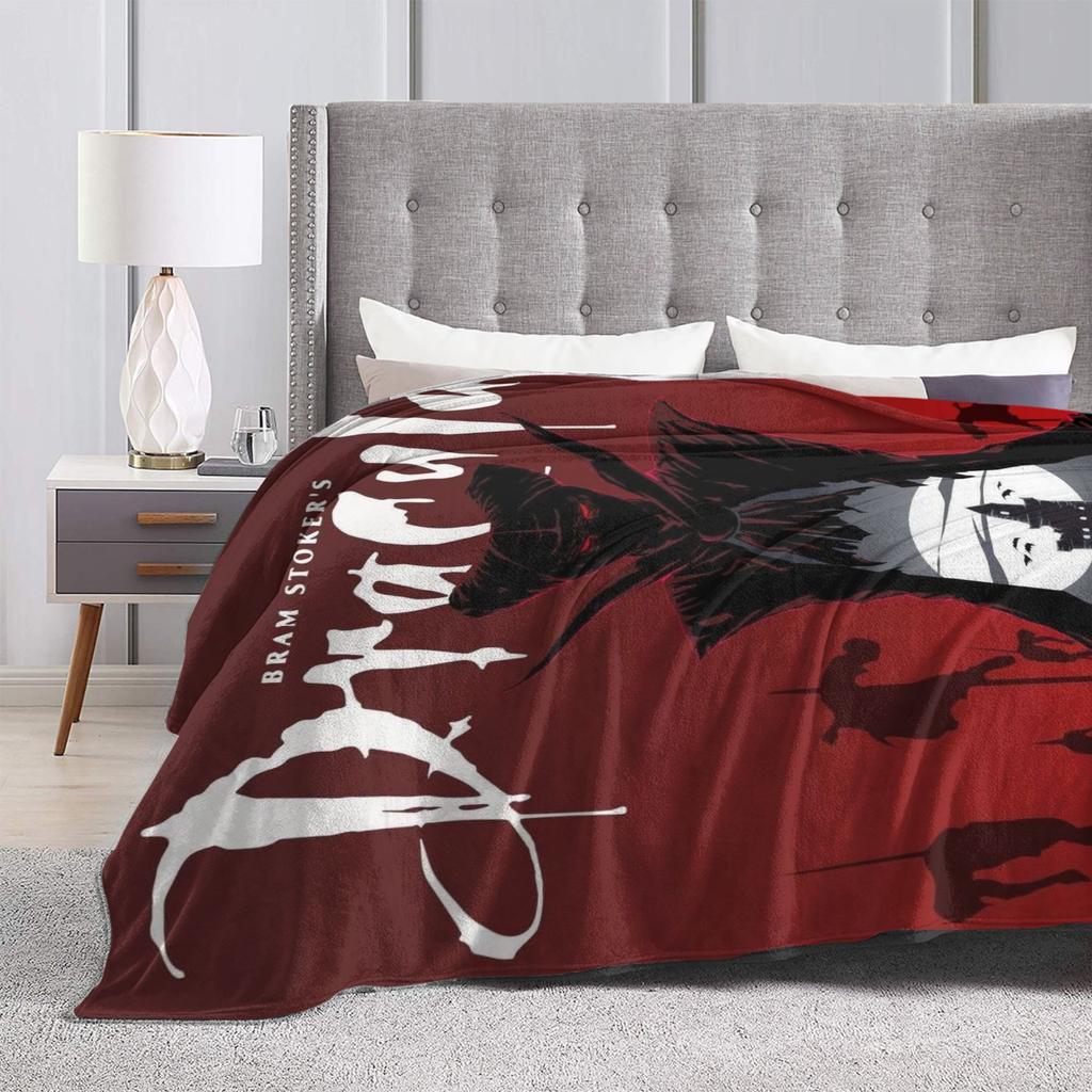 Dracula Halloween Blanket  Warm Aesthetic Plush Throw Blanket For Couch Chair Sofa Bed Travel Flannel Bedspread Bed Cover