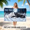 Wolf Theme Beach Towel Personalized Custom Name & Text Soft Quick Dry Beach Towel for Swimming Travel