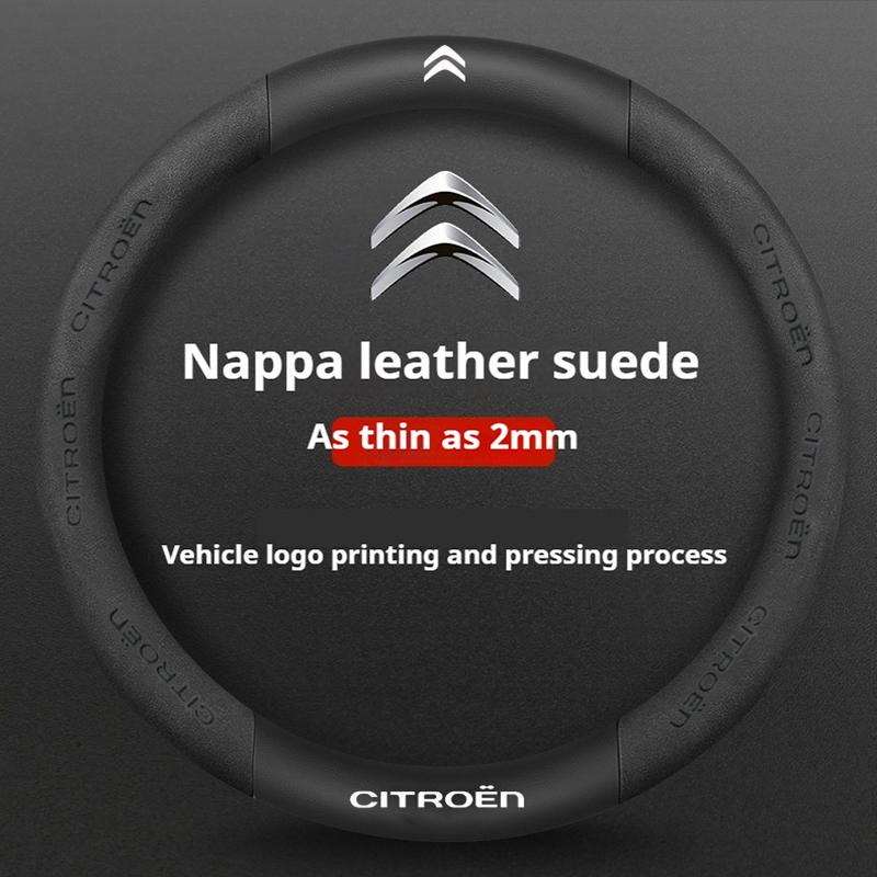 38cm Antislip leder koolstofvezel stuurwielhoes voor Citroen C1 C2 C3 C4 C5 C6 C4L Berlingo Picasso Aircross Sega Elysee