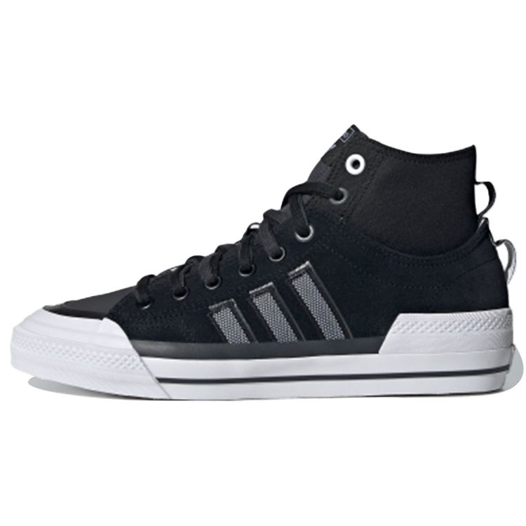 Adidas Originals Nizza Hi DL Canvas Suede Slip Resistant Mid Top Skate Shoes Unisex Skate Shoes Black White Silver GZ2657