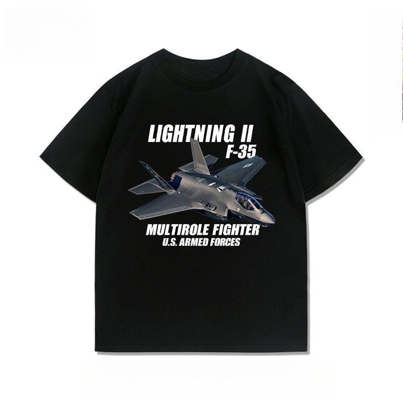 Fighter jet F22 Raptor A10 aircraft F35 fan Tshirt casual pure cotton roundneck top Unisex Women trendy shortsleeved shirt