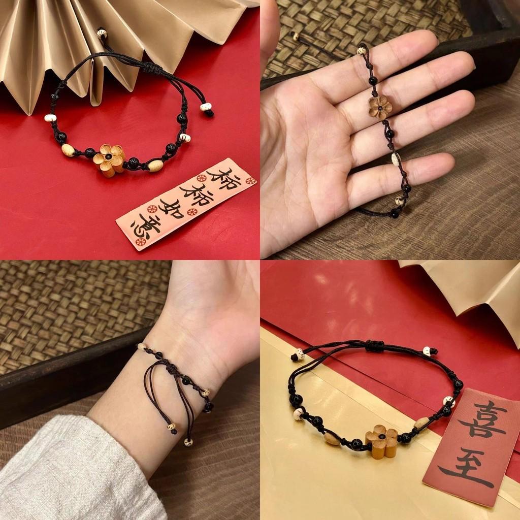 Exquisite Handwoven Peach Blossom Bracelet For Women In Trendy New Chinese Style