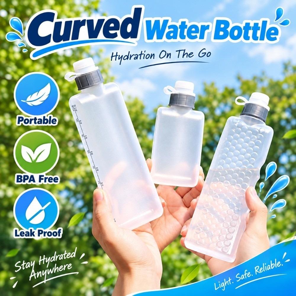 Portable Curved Water Flask 180/330/350ml Squeezing Water Bottle Running Water Bottle  Fitness