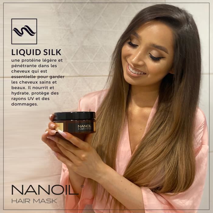 Masque capillaire - NANOIL - Liquid Silk - 300ml - Soin régénérant - Brillance et douceur