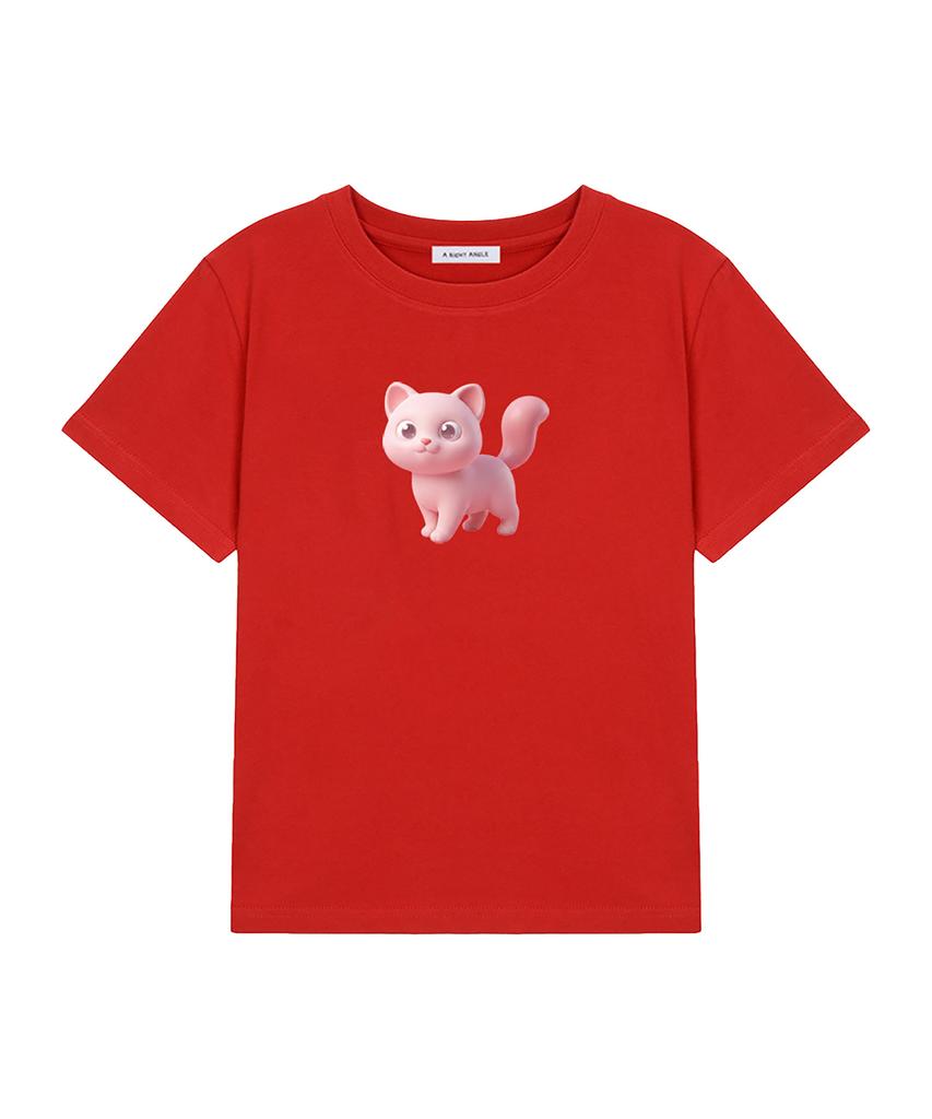 Eolaiteuaenggeul Pink Cat Crop Tee (3 Color)