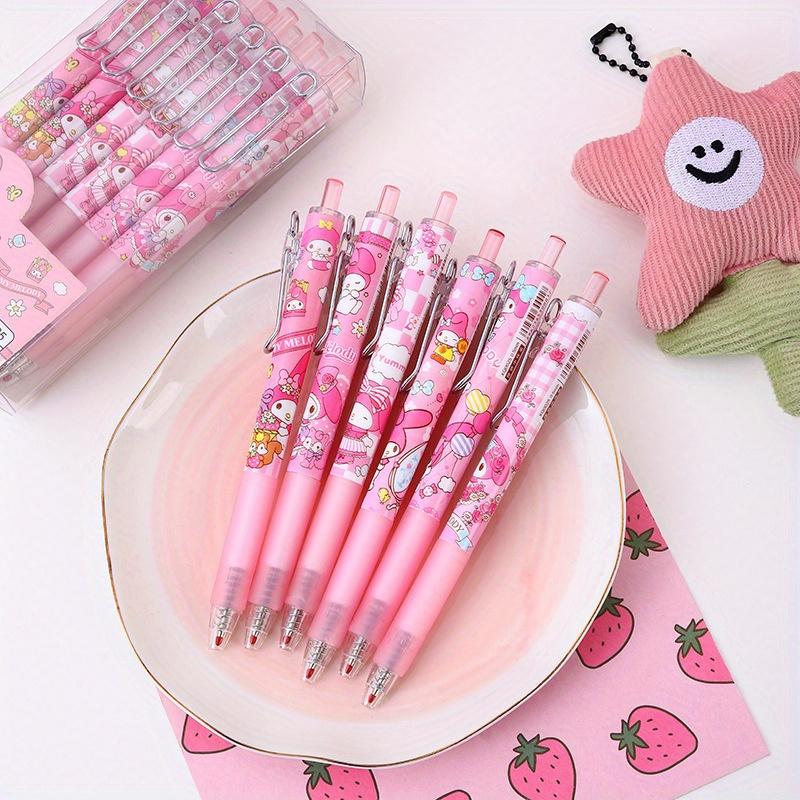 144Pcs 0.5mm Creative Cartoon Pink Rabbit Metal Hook Press Pen Cute High-value Neutral Brush Pen Black