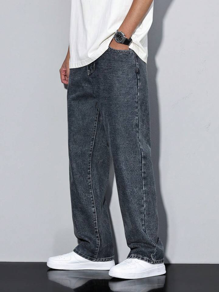 American summer jeans trendy loose straight casual jeans men's