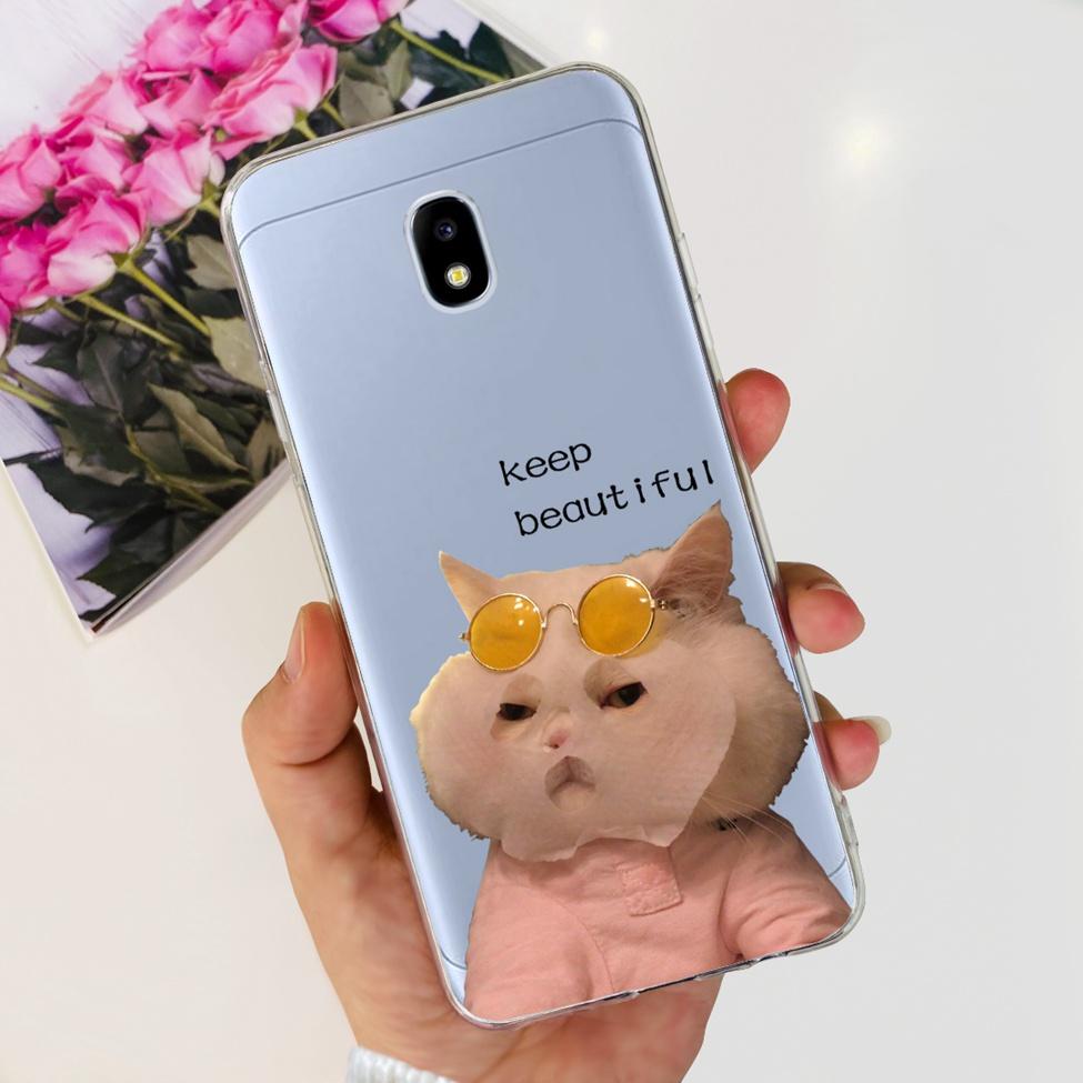Case For Samsung J3 J5 J7 2017 Cover Cute Cartoon Cat Fashion Flowers Back Cover For Samsung Galaxy J7 2017 Phone Case