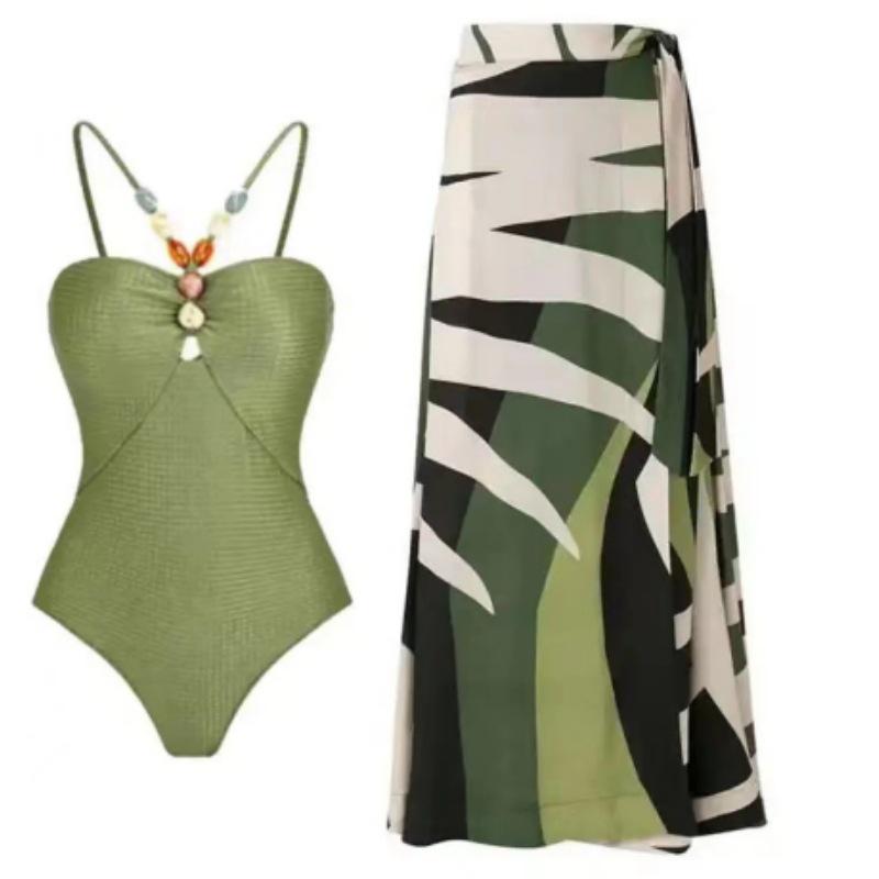 2024 Women's One-Piece Swimsuit: Slimming, Sexy, Sun Protection, Belly Covering, Gauze Skirt Bikini Set