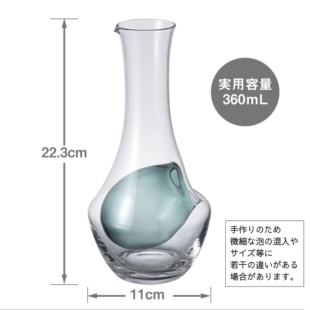 Hario Cool Carafe 360ml Sake Ice Colored Soda Sake Wine Milk N, Capacity, Clear/green Glass, Carafe, Pocket, Glass, Glass, Carafe, Decanter, Pitcher,