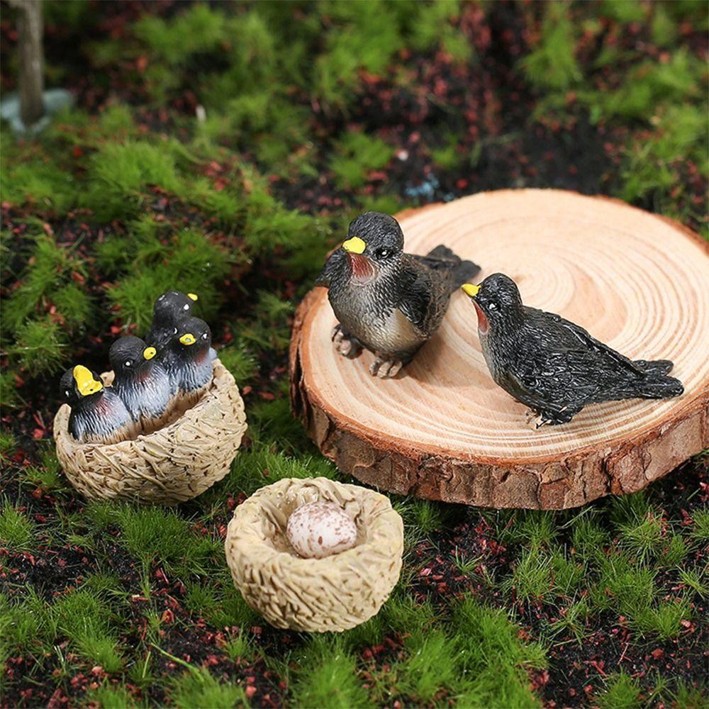 Multicolor Micro Swallow Model Fairy Garden Ornament Mini Birds' Nests Statue  Outdoor Indoor