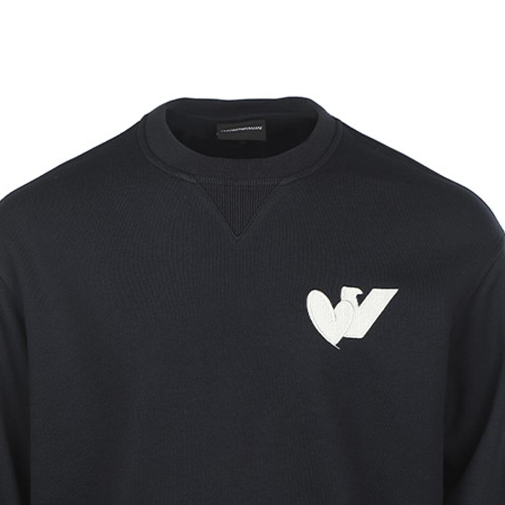 Emporio Armani FW22 Logo Print Loose Fit Crew Neck Long Sleeve Sweatshirt Men sweatshirt Dark-Blue 6L1MB5-1JQNZ-0920