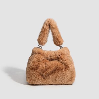 Niche Design Feeling Plush Handbag Autumn and Winter Pure Color Simple All Fashion Shoulder Crossbody Bag