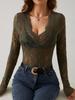 2024 Autumn/Winter Floral Lace Fan-Shaped Blouse for Women