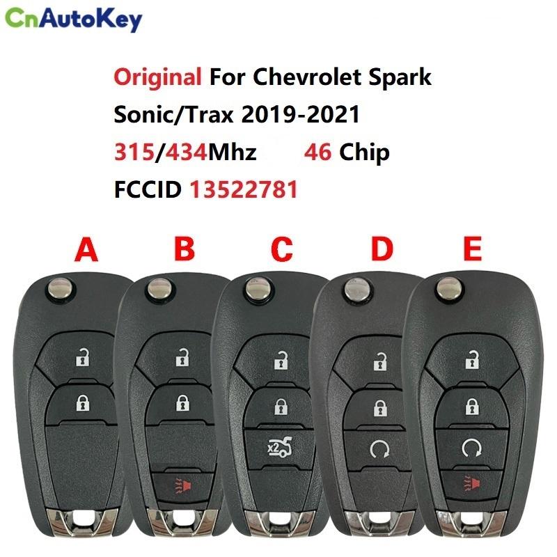 CN014120 Original FCC 13522781 315/434Mhz 46 Chip 2/3/4/ button Key For Chevrolet Spark Sonic/Trax -