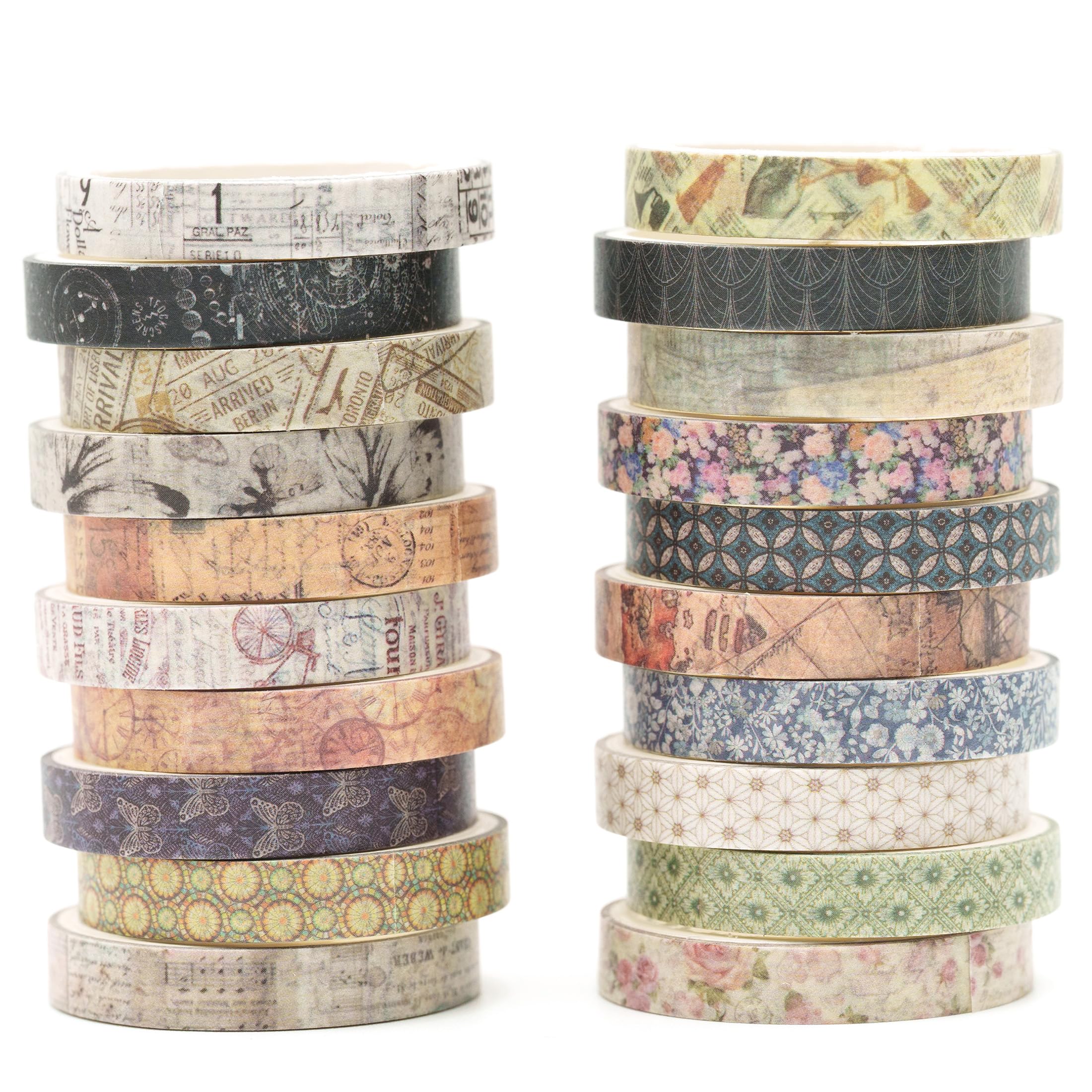 

Songdao 20 рулонов тонкой ретро маскировочной ленты Ностальгическая винтажная лента васи для поделок своими руками Набор, Креативность, Лента, Женский стиль, Упаковка,