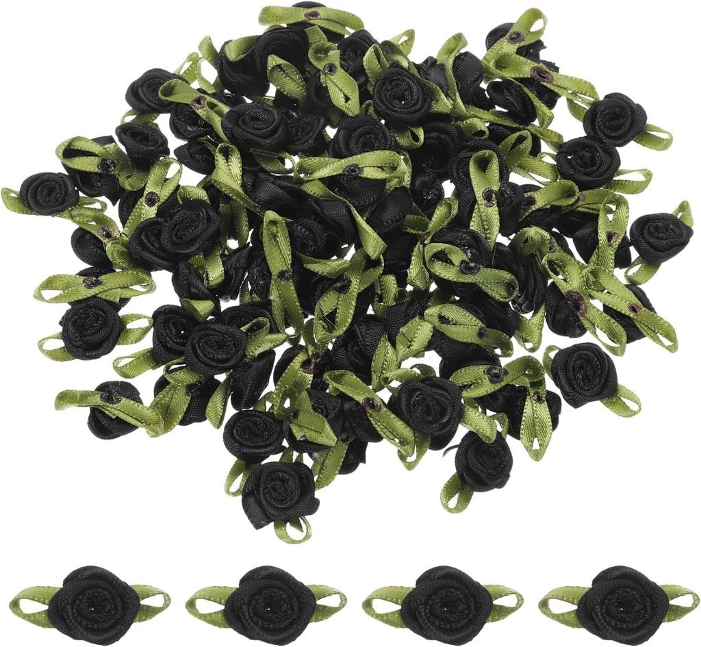 30 ks Kávové stuhové růže Mini růžičky pro tvoření Malé saténové mašličky Růže Umělé květiny.