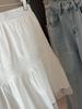 High-Waisted A-Line White Lace Crochet Midi Skirt for Women - Slimming, Petite, Fluffy Summer Style