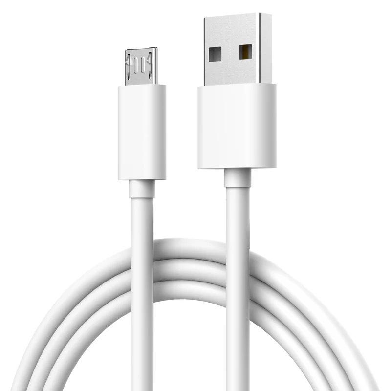 Android Micro USB Charging Cable V8, 2A, Trapezoidal, White, Available in 1m, 1.5m, and 2m Lengths.
