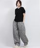 Deumakeu Paisley Side One Tuck Curved Wide Pants Black