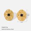 European and American Retro Texture Pattern Flower Earrings Light Luxury Stainless Steel Water Drop-shaped Zircon Stud Earrings Fashion Opal Accessori