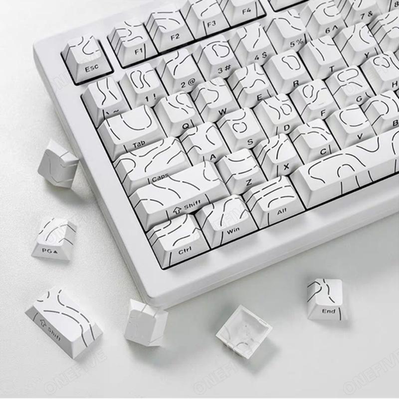 Original Height Side Engraved Keycaps Premium PBT Contour4.0 Theme for 61 64 68 75 84 87 Mechanical Keyboards