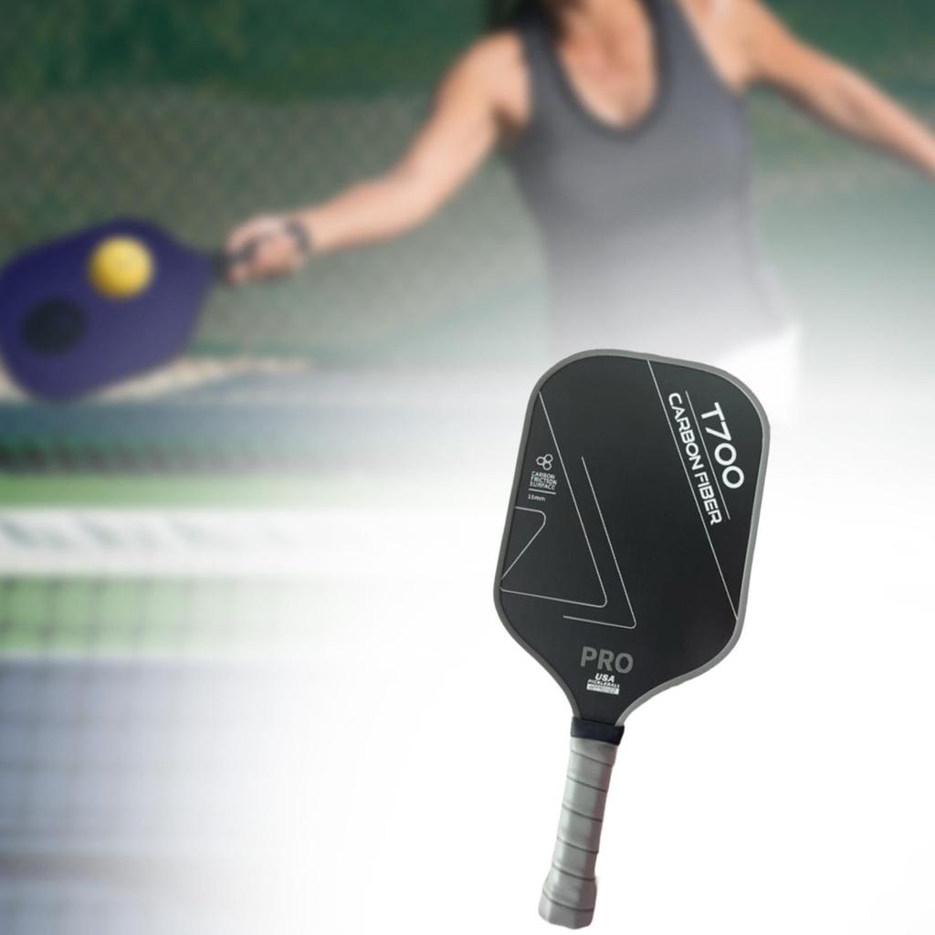 PEWETE Pickleball Paddle Lightweight Carbon Fiber Composite Surface Polypropylene Honeycomb Core 42cm X 19cm X 1.6cm Gray Kids and Adults Training
