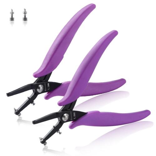 SPEEDWOX 2-Piece Set of 1.5mm and 1.8mm Hole Punch Pliers, Small Hole Punch, Single Hole Punch, Metal Hole Punch Tool with Spare Pins, Precision Hole