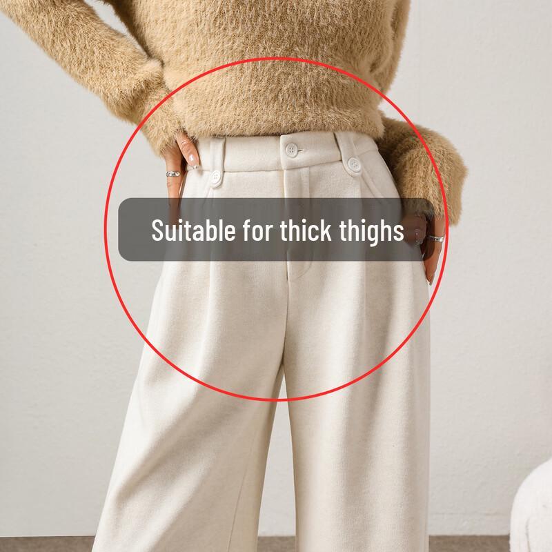 

Women s Fleece Lined Wide-Leg Casual Trousers XL