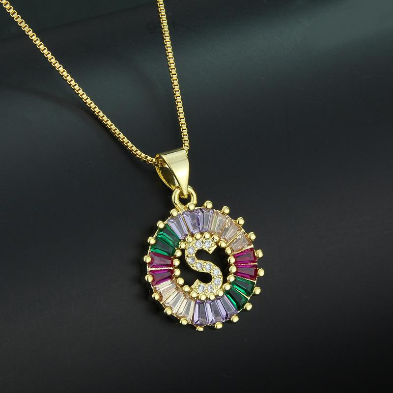 European and American simple 26 letter necklace directly from the manufacturer color zirconium English temperament pendant necklace wholesale