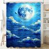 3D Printed Moon Blue Brick Shower Curtain Waterproof Bathroom Decor 59x70 (24Pcs)