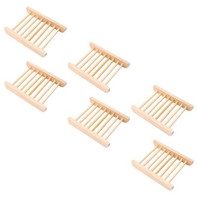 6 Pcs Wooden Soap Box Leak Proof Draining Tray Holder with Lid Portable Travel Bathroom Storage Tool for Home Use