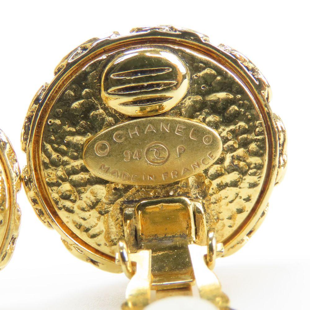 Used CHANEL Earring COCO Mark metal/Fake Pearl 20g Gold Plating
