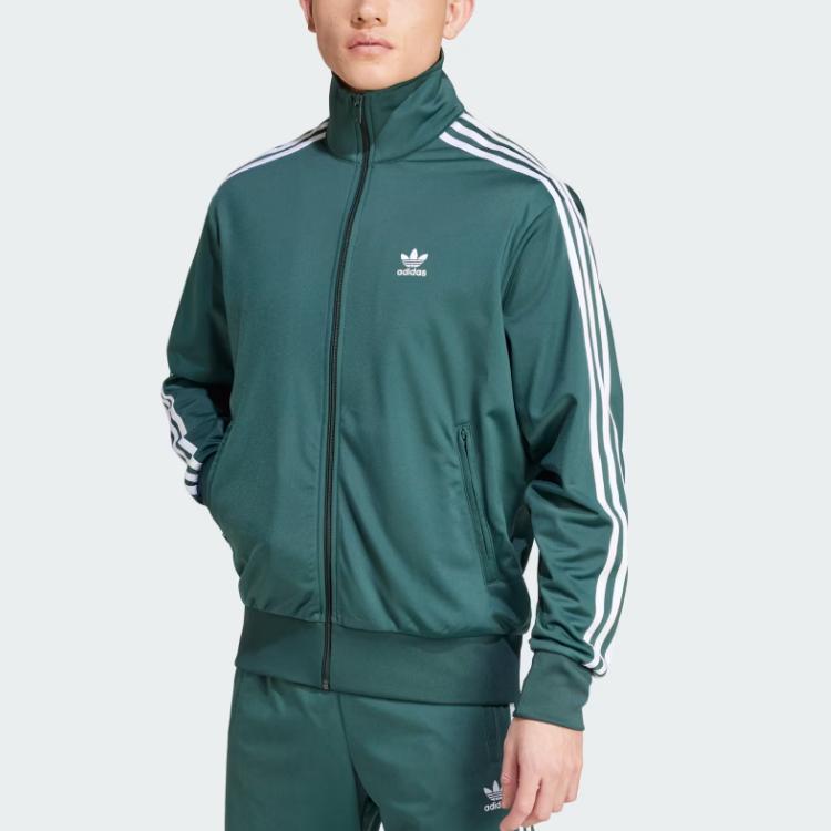 adidas Originals Adicolor Series Stand Collar Fashion Versatile Striped Jacket Men Jacket Mineral-Green IY9892