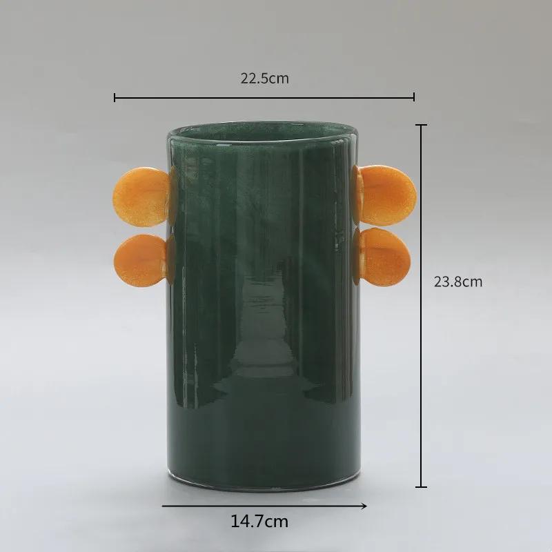 Creative Glass Vase, Double Ear Candy Colored Round Bead Vase, Table Decoration Flower Arrangement, Glass Container, Home Decor