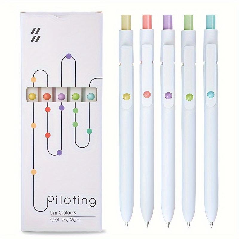 Morandi Renkli Jel Mürekkepli Tükenmez Kalemler, Plastik, Hızlı Kuruyan, Orta Uçlu, 5'li Paket Set, 0.5mm Siyah Mürekkep