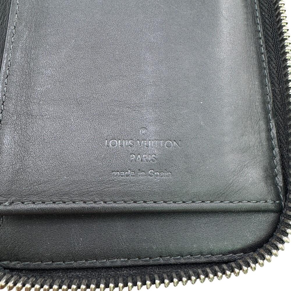 LOUIS VUITTON N63095 Zip Around Damier Grafitte leather Zippy Wallet Vertical Purse black leather mens Used