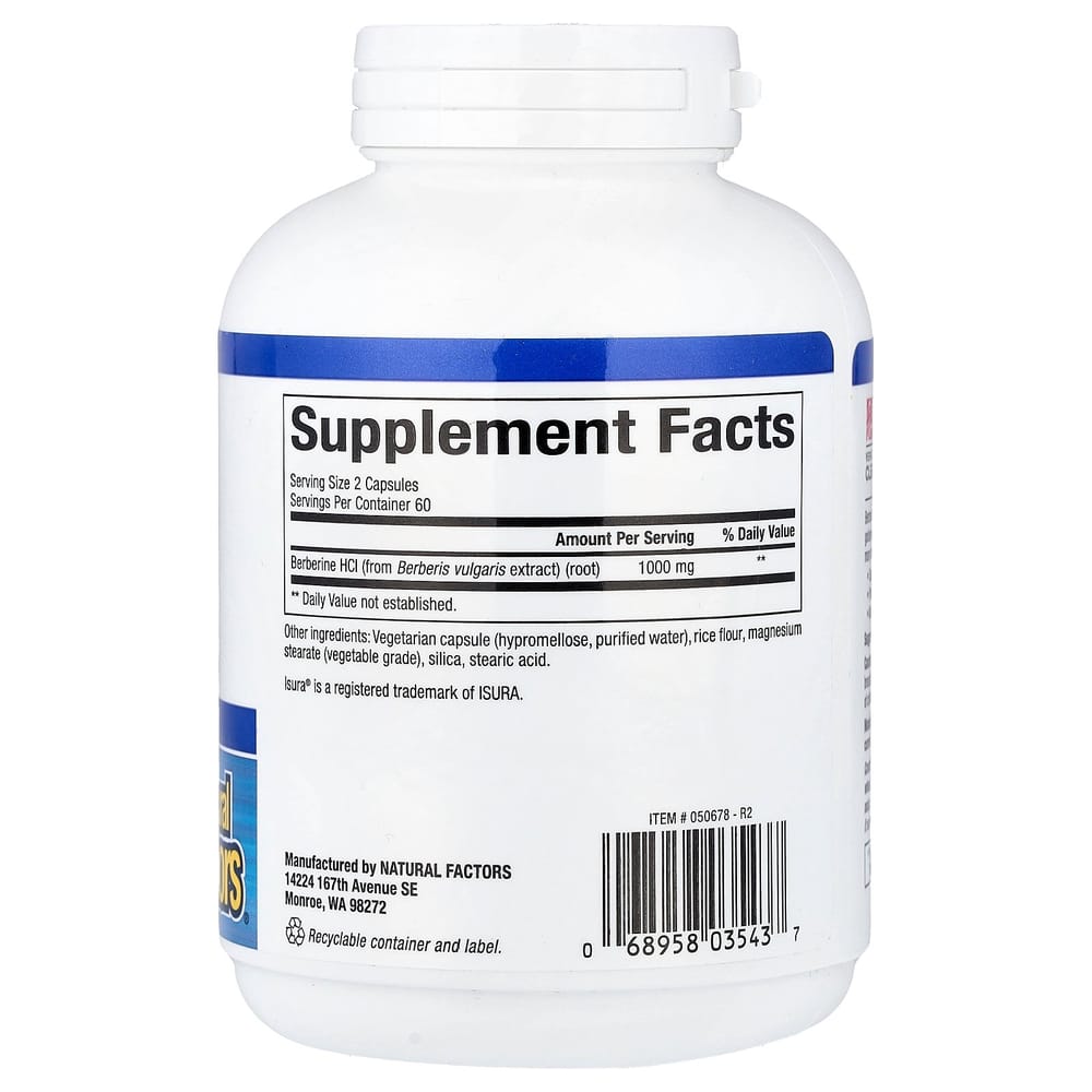 Natural Factors WellBetX Berberine Veggie Capsules, 500mg, 120 Capsules