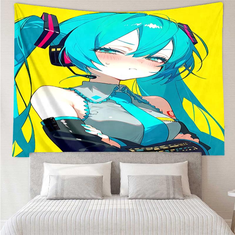 Hatsune Miku Tapestry for Bedroom Aesthetic Classroom Tapestries Wall Hanging for Living Room Dorm Office,Ideal Creative Gift