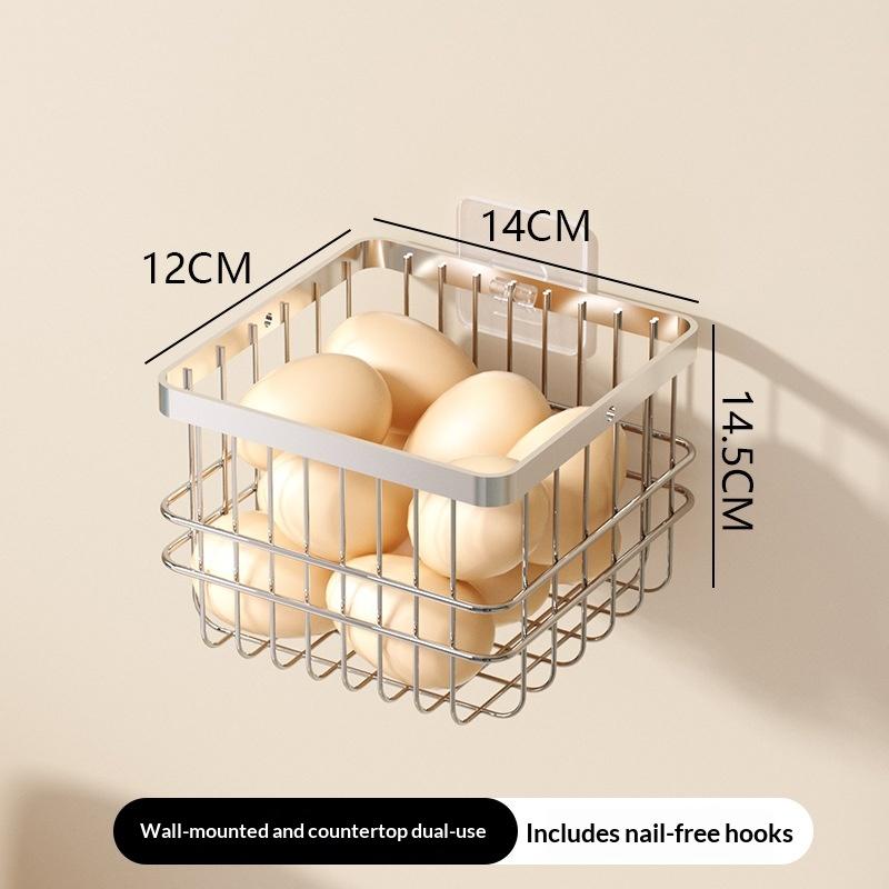 Storage Basket Square Stainless Steel Home Desktop Sundries Storage Basket Cosmetics Organizer Basket Storage No Drilling