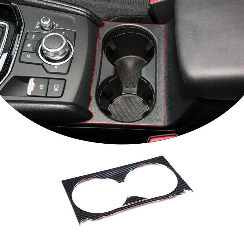 Carbon Fiber Car Front Water Cup Holder Cover Trim For Mazda CX-5 CX5 2017-2023