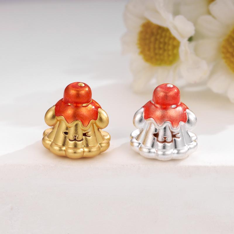 Sterling Silver 999 Heart-Shaped Sugar Dog Beads for DIY Jewelry and Handwoven Rope Accessories.