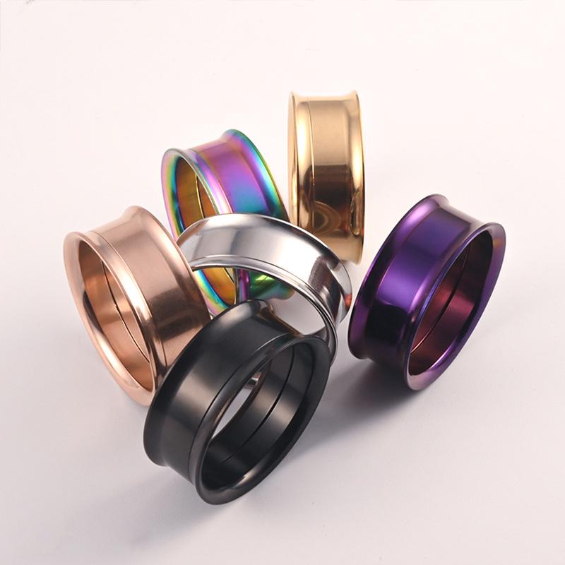 Cross-Border Stainless Steel Double Flare Ear Expander with Teeth - Vacuum Plated Piercing Jewelry