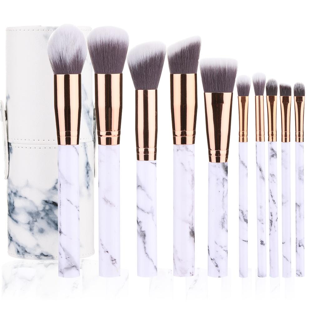 New 10 Makeup Brush Set Full Marble Beauty Tool Set Brush Blush Eyeshadow Brush
