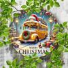 Vintage Snowy Christmas Bus Metal Wall Art Decor Plaque Sign